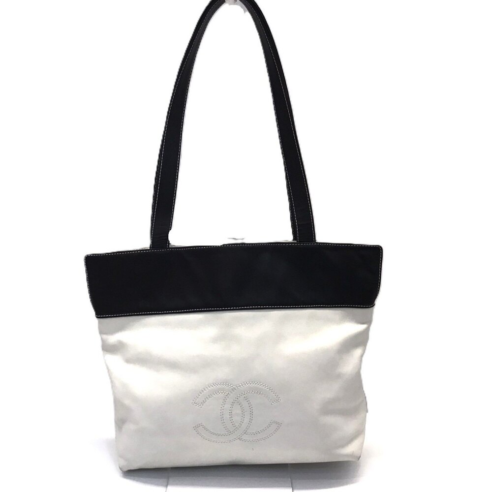 Chanel Bicolor Tote Bag, Leather, White, Serial Number 5